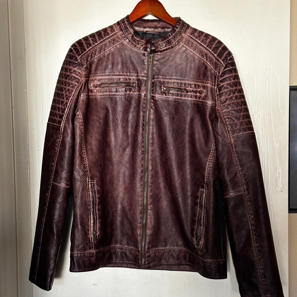 XRAY Jeans brown faux leather moto jacket. Men’s size M.